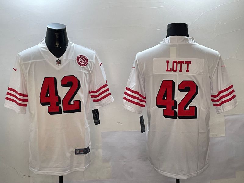 Men San Francisco 49ers #42 Lott White Throwback 2024 Nike Limited NFL Jersey style 01043